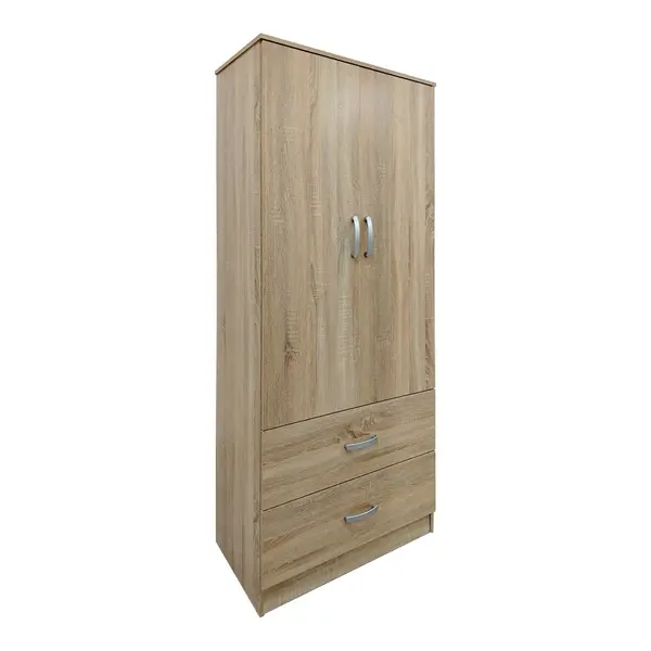Dulap haine cu 2 usi si sertare Lego Natural 80x42x180 cm