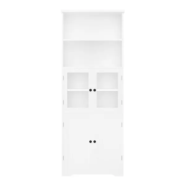 Dulap înalt pentru baie cu spațiu de depozitare, ușă de dulap din sticlă, rafturi ajustabile, 57,4x28,4x162,5 cm, Alb