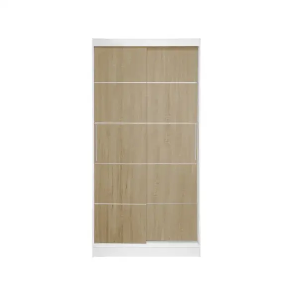 Dulap KOSS 03, cu usi glisante, corp alb + usi sonoma, 100x60x200 cm
