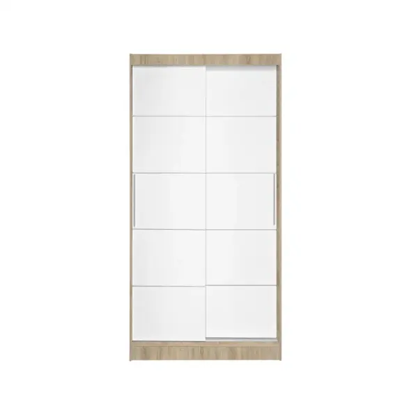 Dulap KOSS 03, cu usi glisante, corp sonoma + usi alb, 100x60x200 cm