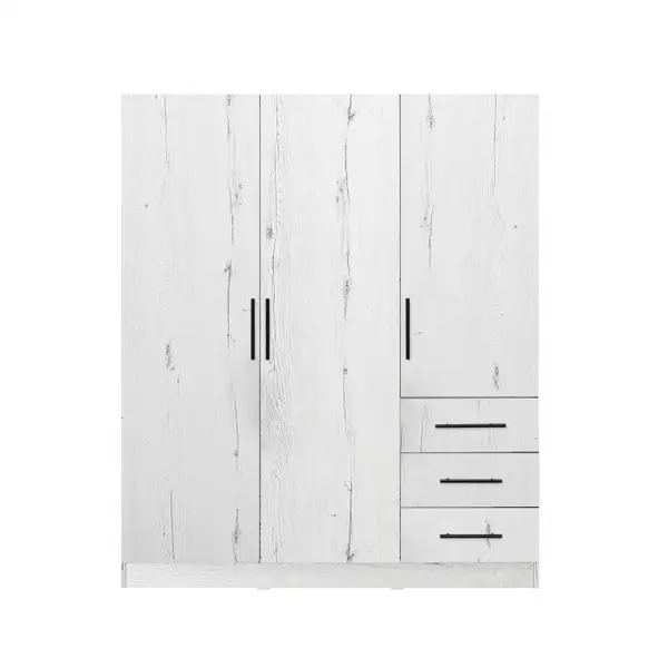 Dulap LEON cu sistem soft close, 3 usi si 3 sertare, alb Elvetia, 150x45x180 cm