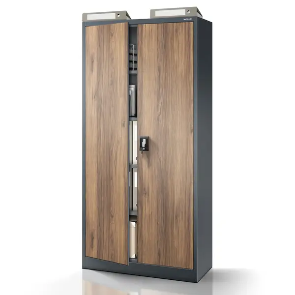 Dulap metalic cu incuietoare JAN H, 900 x 1950 x 400 mm, Eco Design: nuc-antracit Dulap metalic cu încuietoare JAN H, 900 x 1950 x 400 mm, Eco Design: nuc-antracit