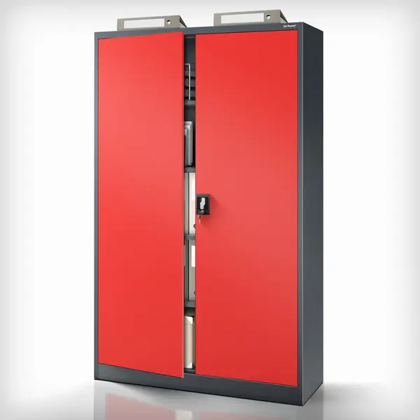 Dulap metalic cu incuietoare JAN II, 1150 x 1850 x 400 mm, rosu-antracit Dulap metalic cu încuietoare JAN II, 1150 x 1850 x 400 mm, roșu-antracit