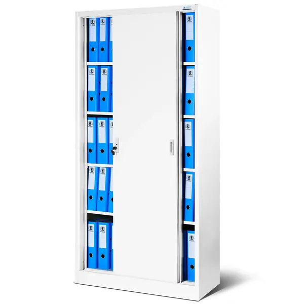 Dulap metalic cu usi glisante, din otel KUBA, 900 x 1850 x 400 mm, alb Cu uși glisante, din oțel KUBA, 900 x 1850 x 400 mm, alb