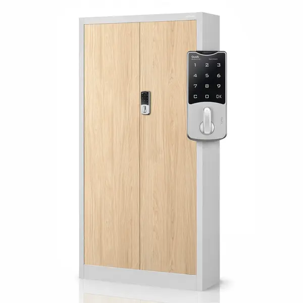 Dulap metalic de birou cu incuietoare cu cifru gri / stejar sonoma: Eco Design DANIEL, 900 x 1850 x 400 mm Dulap metalic de birou cu încuietoare cu cod gri, stejar sonoma, 900x1850x400 mm: DANIEL Eco Design