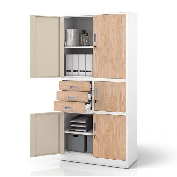 Dulap metalic de birou cu seif alb, stejar sonoma, 900x1850x400 mm: FILIP II Eco Design Dulap metalic de birou cu seif alb, stejar sonoma, 900x1850x400 mm: FILIP II Eco Design