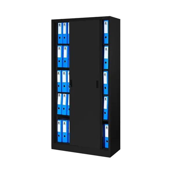 Dulap metalic de birou cu usi glisante KUBA, 900 x 1850 x 400 mm, negru Dulap metalic de birou cu uși glisante KUBA, 900 x 1850 x 400 mm, negru