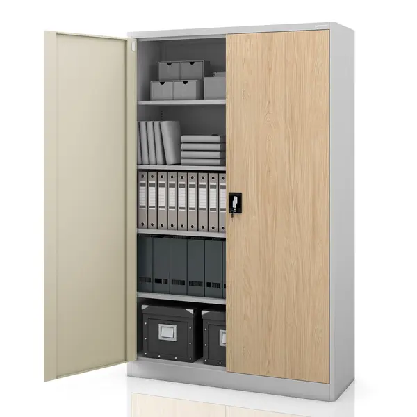 Dulap metalic de birou pentru acte gri / stejar sonoma: Eco Design JAN II, 1150 x 1850 x 400 mm Dulap metalic de birou pentru acte gri / stejar sonoma: Eco Design JAN II, 1150 x 1850 x 400 mm