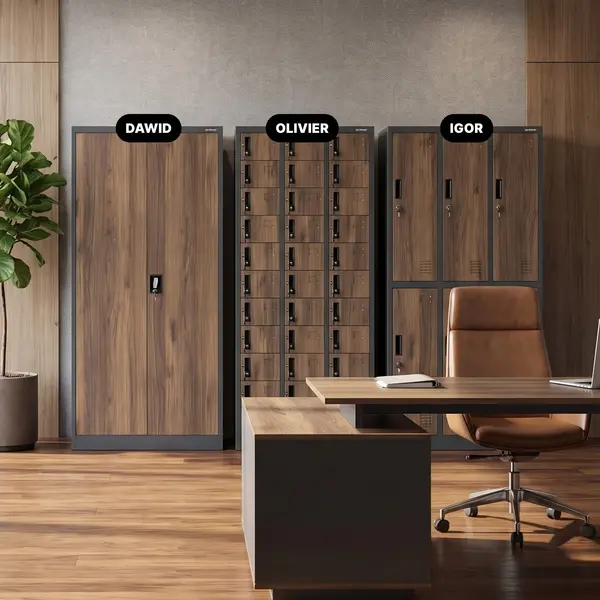 Dulap metalic multifunctional antracit / nuc: Eco Design DAWID, 900 x 1850 x 450 mm Dulap metalic multifuncțional antracit / nuc, 900x1850x450 mm: DAWID Eco Design