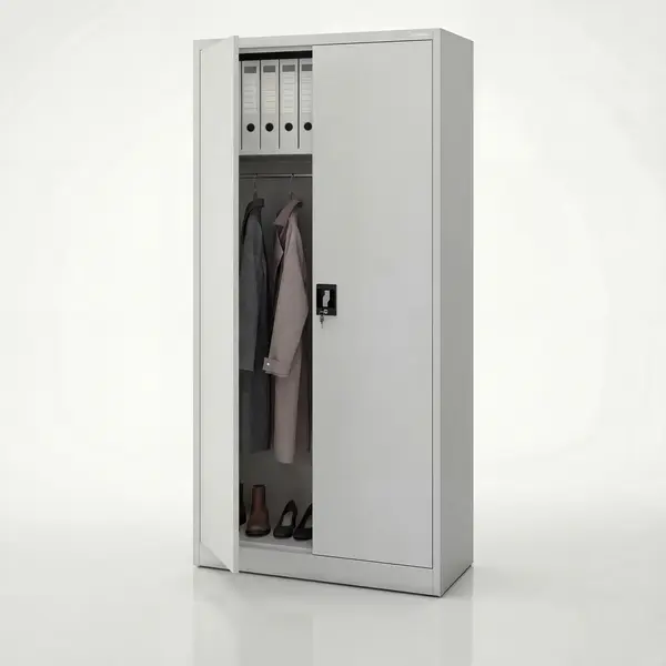 Dulap metalic pentru haine cu rafturi DAWID, 900 x 1850 x 450 mm, gri Dulap de curățenie blocabil gri DAWID 900 x 1850 x 450 mm