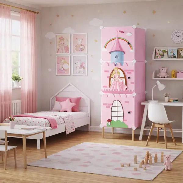 Dulap modular pentru copii, 3 rafturi, durabil, 111x37x37 cm, diferite modele