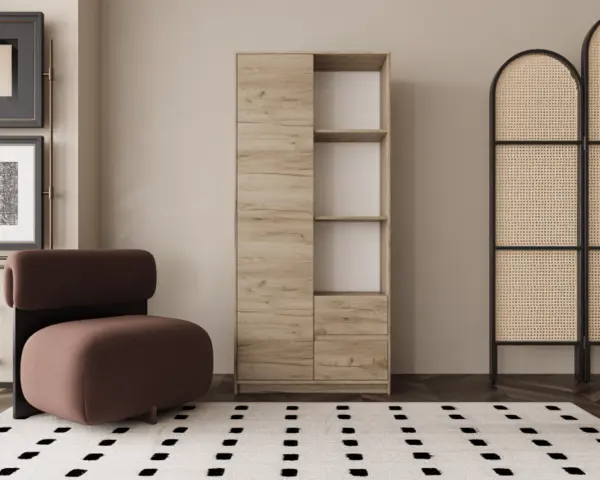 Dulap MP1 - 1U+2S, 80x33x180 cm, Stejar K002