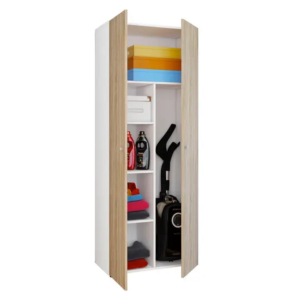 Dulap Multifuncțional, 70/178/39 cm, alb, stejar Sonoma