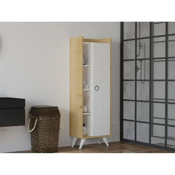 Dulap Multifunctional Ilgım cu Usa si 3 rafturi, Stejar, 50x32x140 cm