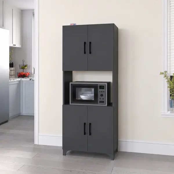 Dulap multifunctional pentru bucatarie, suport pentru cuptor cu microunde, 60 x 33,8 x 153,6 cm