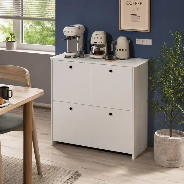 Dulap multifunctional Tetra cu 4 usi, 90 x 35 x 90 cm
