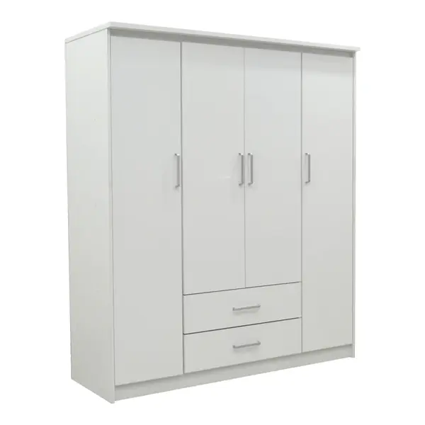 Dulap Olympus cu 4 usi si sertare, Alb, 159x57x183 cm