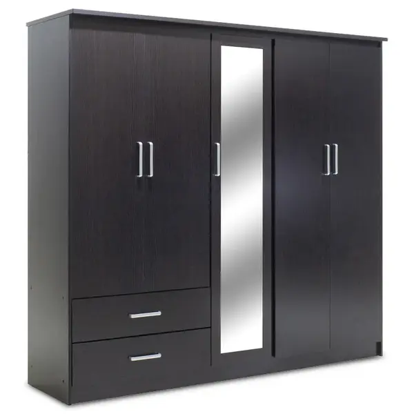 Dulap Olympus cu 5 usi si sertare cu oglinda, 198x57x183 cm