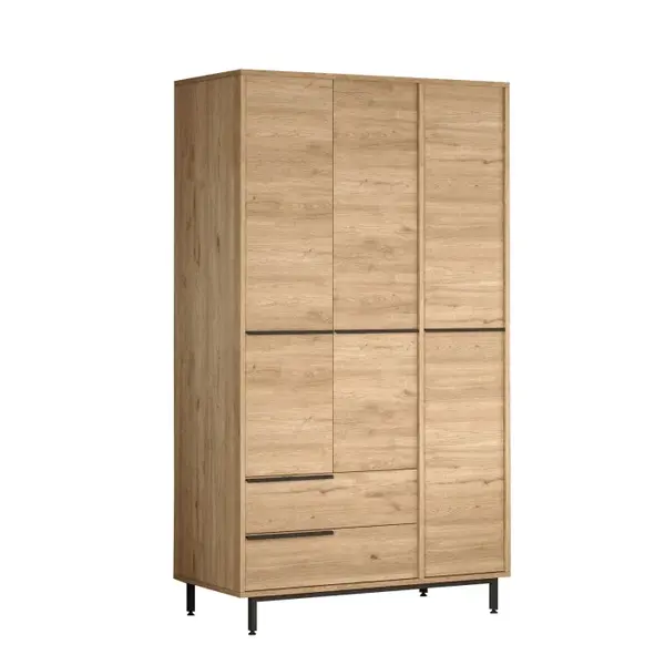Dulap ON15-S, 3 usi, 2 sertare, nuc, 112,2x55x195,6 cm