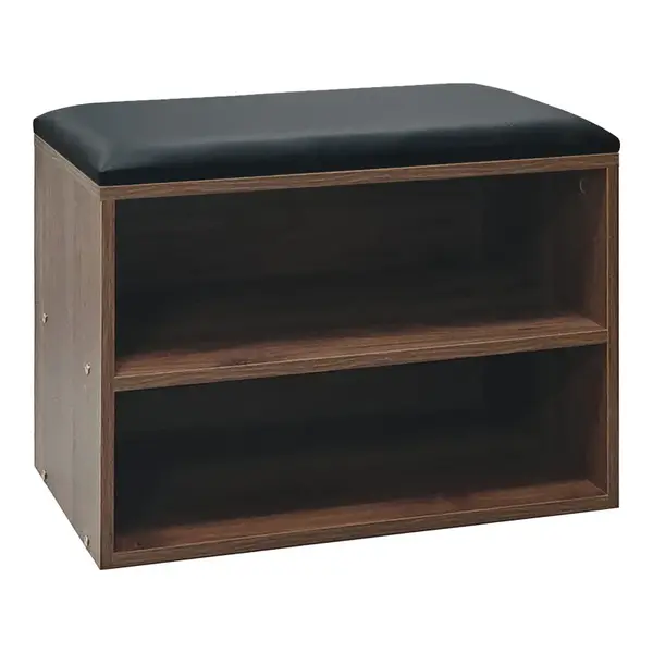 Dulap pantofi cu functie de taburet Kiana, Lemn, Nuc, 60x32x44 cm