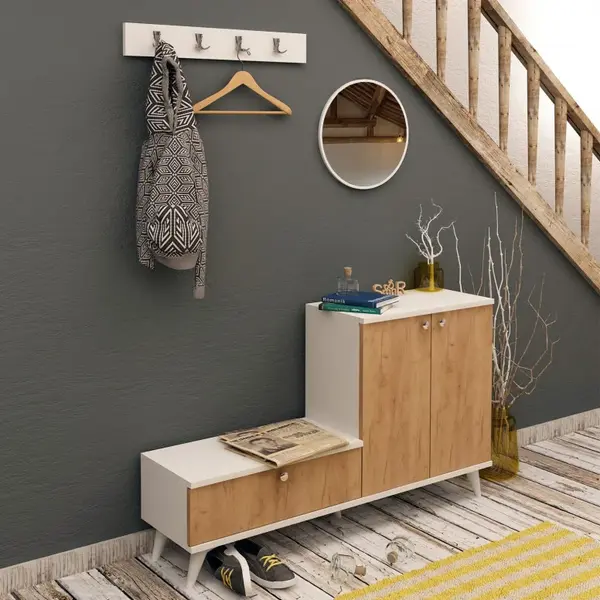 Dulap Pantofi FİJEL Oak-Alb