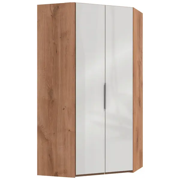 Dulap Pe Colț, 120/236/120 cm, alb, culoare lemn stejar