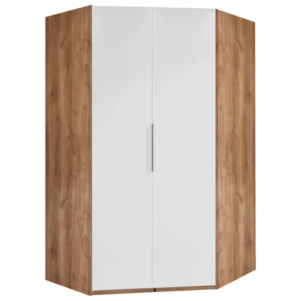 Dulap Pe Colț, 120/236/120 cm, alb, culoare lemn stejar