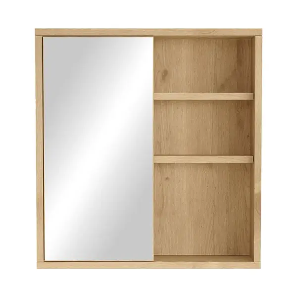Dulap pentru baie cu oglinda Bagno, Pako World, Natural, 60x14x63 cm