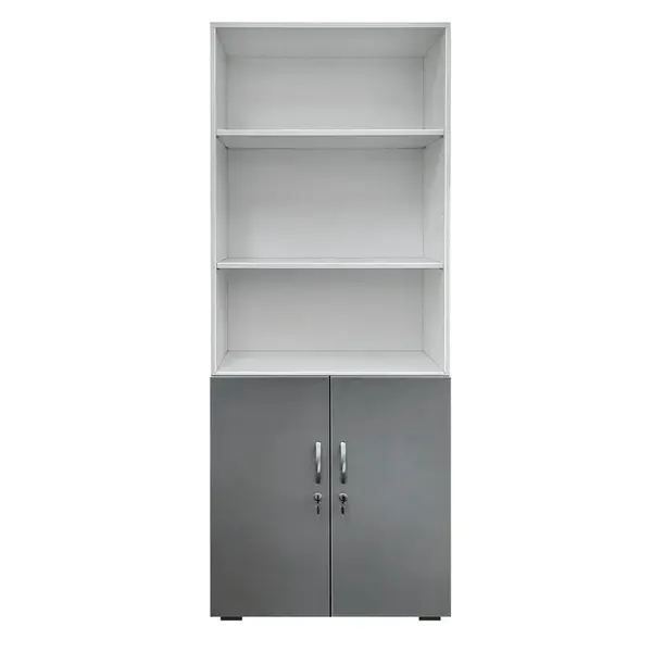 Dulap pentru bibliorafturi PAL alb/gri 80x40x200 cm cu uși mici Dulap pentru bibliorafturi PAL alb/gri 80x40x200 cm cu uși mici