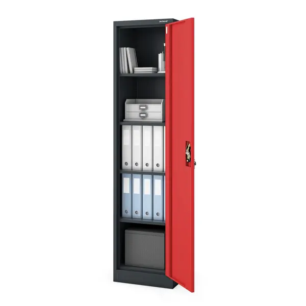 Dulap pentru dosare cu incuietoare antracit-rosu: ALEX 450 x 1850 x 400 mm Dulap cartotecă cu încuietoare pentru dosare antracit-roșu, 450x1850x400 mm: ALEX