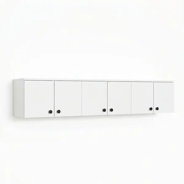 Dulap suspendat 6 usi Svensson, Alb - Nuc Alb, 180x44x38 cm