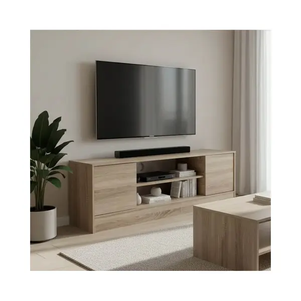 Dulap TV cu spatiu de depozitare Sasa, Pal, Stejar, 120x35x41 cm
