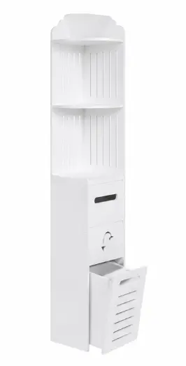 Dulap vertical pentru baie 3 polite 2 sertare 120 x 20 x 20 cm ALB