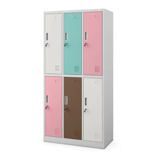 Dulap vestiar BHP gri pastel cu 6 usi: IGOR, 900 x 1850 x 450 mm Dulap vestiar de protecția muncii cu 6 uși gri-pastel, 900x1850x450 mm: IGOR