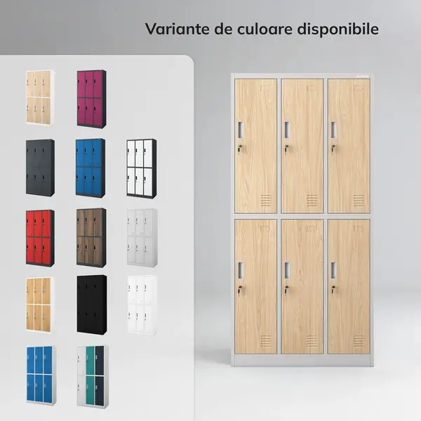 Dulap vestiar BHP gri / stejar Sonoma cu 6 usi: Eco Design IGOR, 900 x 1850 x 450 mm Dulap vestiar BHP gri / stejar Sonoma cu 6 uși: Eco Design IGOR, 900 x 1850 x 450 mm