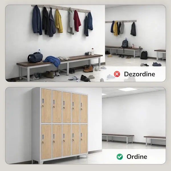 Dulap vestiar SSM 10 usi gri / stejar sonoma: Eco Design BARTEK 1360 x 1720 x 450 mm Dulap vestiar SSM 10 uși gri / stejar sonoma: Eco Design BARTEK 1360 x 1720 x 450 mm