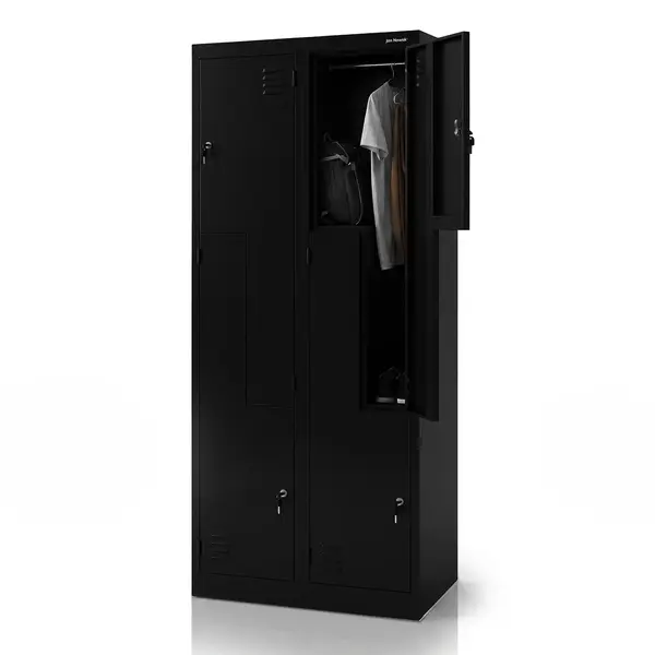 Dulap vestiar tip L negru: JULIA, 800 x 1850 x 450 mm Dulap vestiar tip L negru, 800x1850x450 mm: JULIA