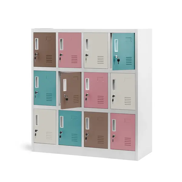 Dulapuri metalice pentru vestiarul gradinitei OLA, 1093 x 1200 x 450 mm, amestec de pastelate Dulapuri metalice pentru vestiarul grădiniței OLA, 1093 x 1200 x 450 mm, amestec de pastelate