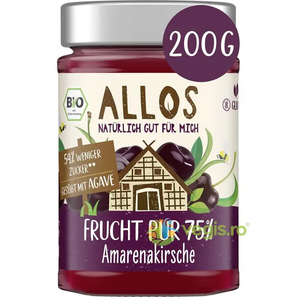 Dulceata de Cirese Amare cu Sirop de Agave fara Gluten Ecologica/Bio 200g