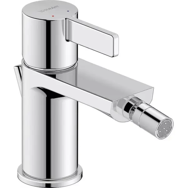 Duravit Baterie bideu Duravit D-Neo DE2400001010, marime S, cartus ceramic, 135 mm, set evacuare cu tija, ventil, Crom