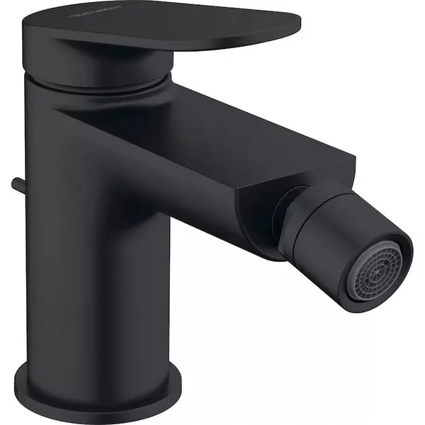 Duravit Baterie bideu Duravit Wave WA2400001046, marime S, cartus ceramic, 137 mm, set evacuare cu tija, ventil, Negru mat