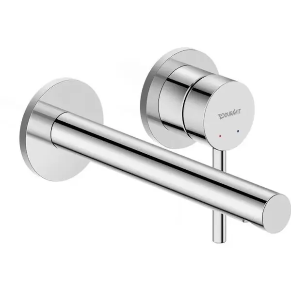 Duravit Baterie lavoar Duravit Circle CE1070004010, montare pe perete, marime L, cartus ceramic, monocomanda, 217 mm, necesita valva, Crom lucios