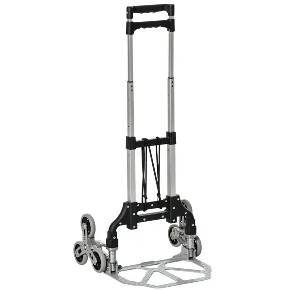 Durhand Carucior pentru Pachete Pliabil in Aluminiu cu 6 Roti pentru Scari Incarcare Max 70kg | Aosom Romania