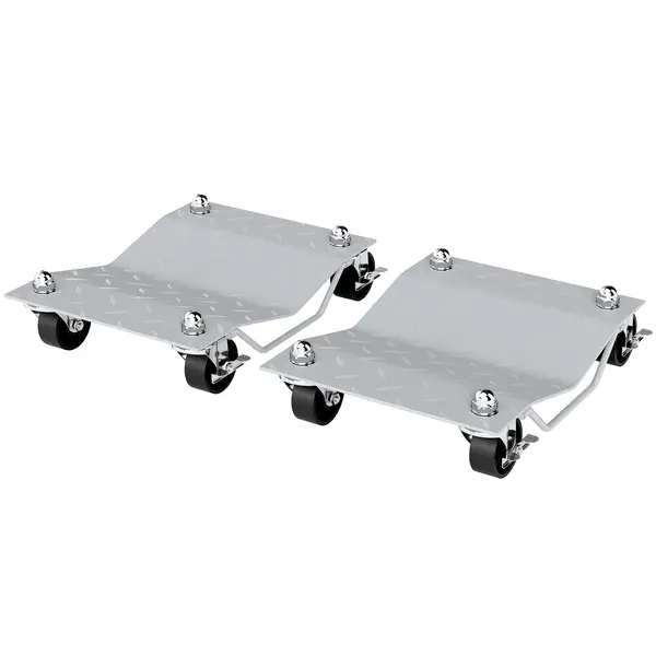 DURHAND Set de 2 Cărucioare pentru Mutat Auto din Metal Antiderapant cu Roți Blocabile | Aosom Romania
