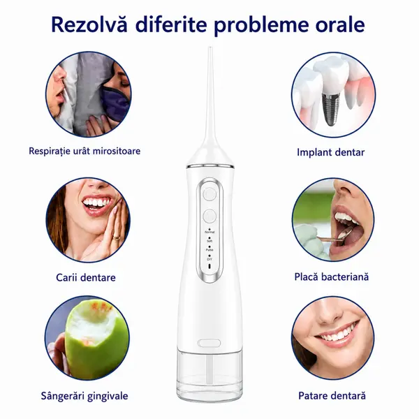 Dus bucal portabil Perfect Medical PM-51W, cu 4 moduri de curatare, rezervor 320 ml si presiune 30-120 PSI