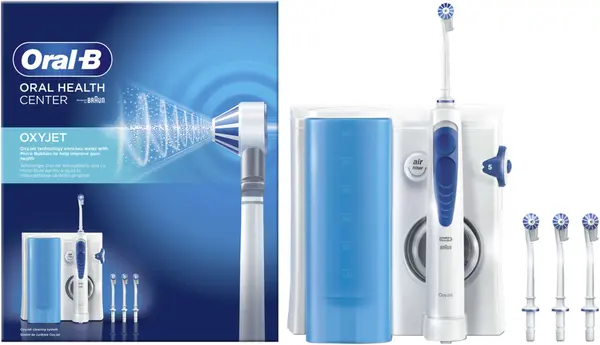 Duș dentar Oral-B - OxyJet MD20, 5 viteze, 600 ml, alb/albastru
