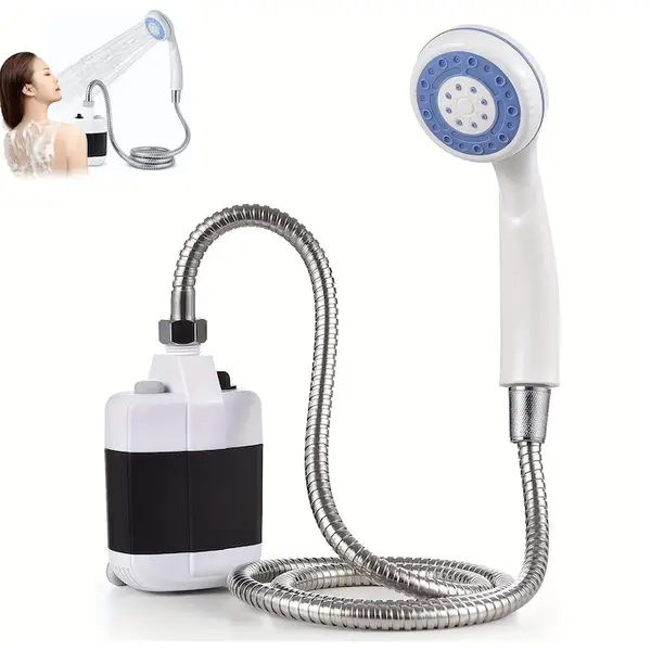 Dus portabil electric cu robinet, pentru camping si drumetii