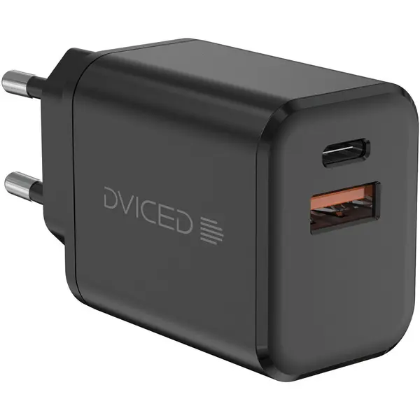 Dviced Dviced Wall charger 35W GaN 1 USB-A, 1 USB-C EU w cable - Black