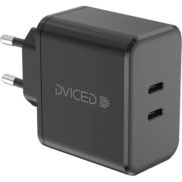 Dviced Incarcator retea Dviced DV221010, 65W, GaN, 2 USB-C, Negru