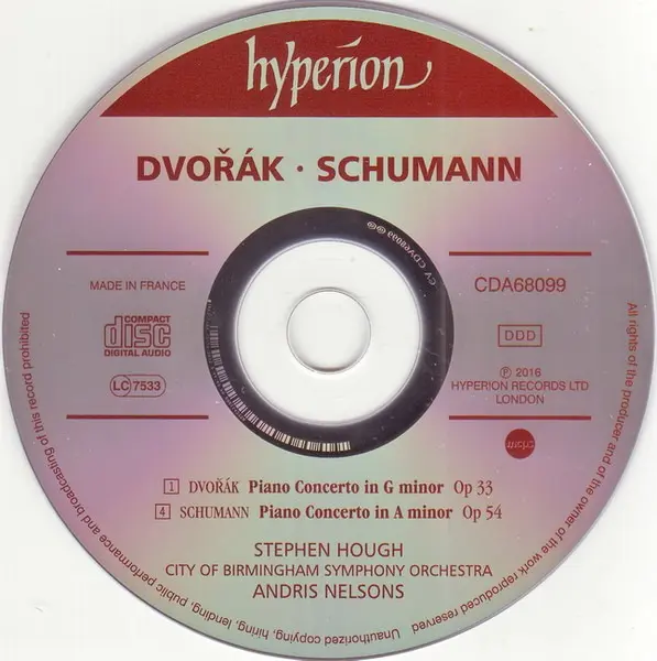 Dvorak / Schumann: Piano Concertos | Stephen Hough, Andris Nelsons, City of Birmingham Symphony Orchestra